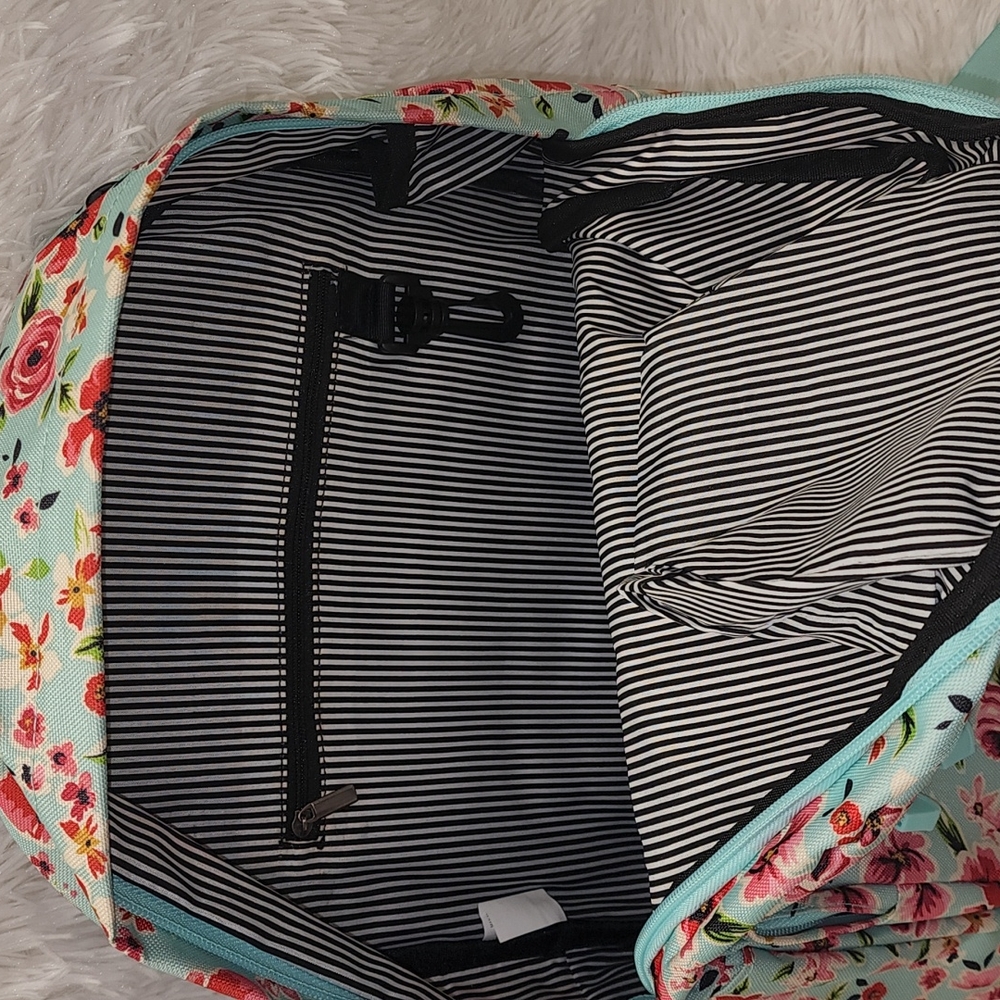 No Boundaries  Mist Mint Floral  Suede  Bottom Backpack - Picture 3 of 13
